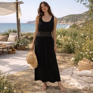 Ocean Club Maxi Black Mesh Dress